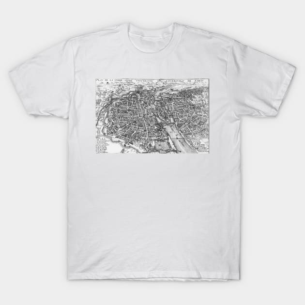 Vintage Pictorial Map of Paris (17th Century) T-Shirt by Bravuramedia